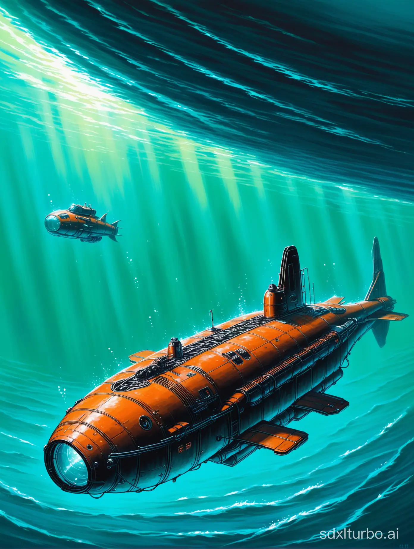 Dragon submersible sci-fi painting