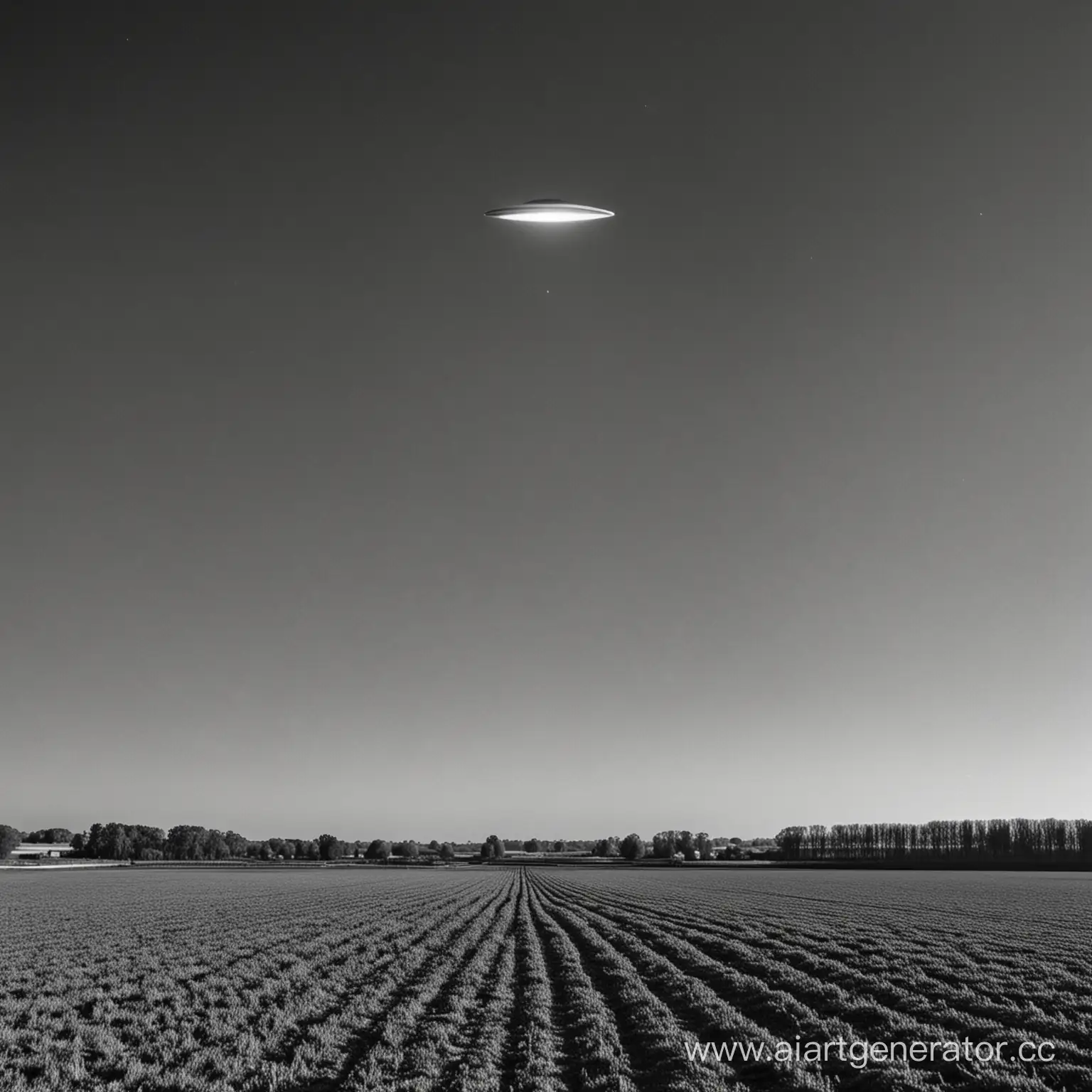UFO photo of poor quality black and white over the field