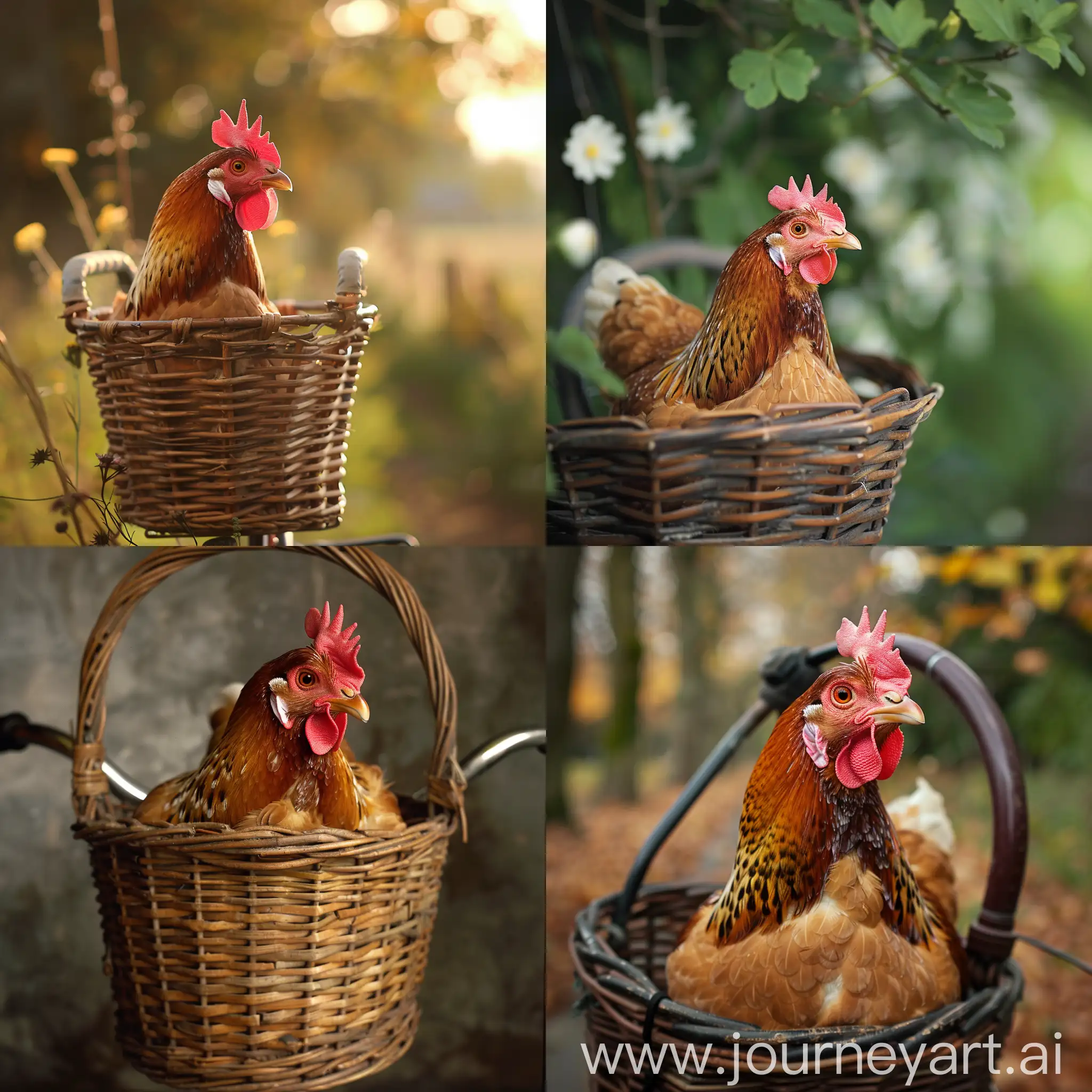 Adorable-Chicken-Nestled-in-Bicycle-Basket