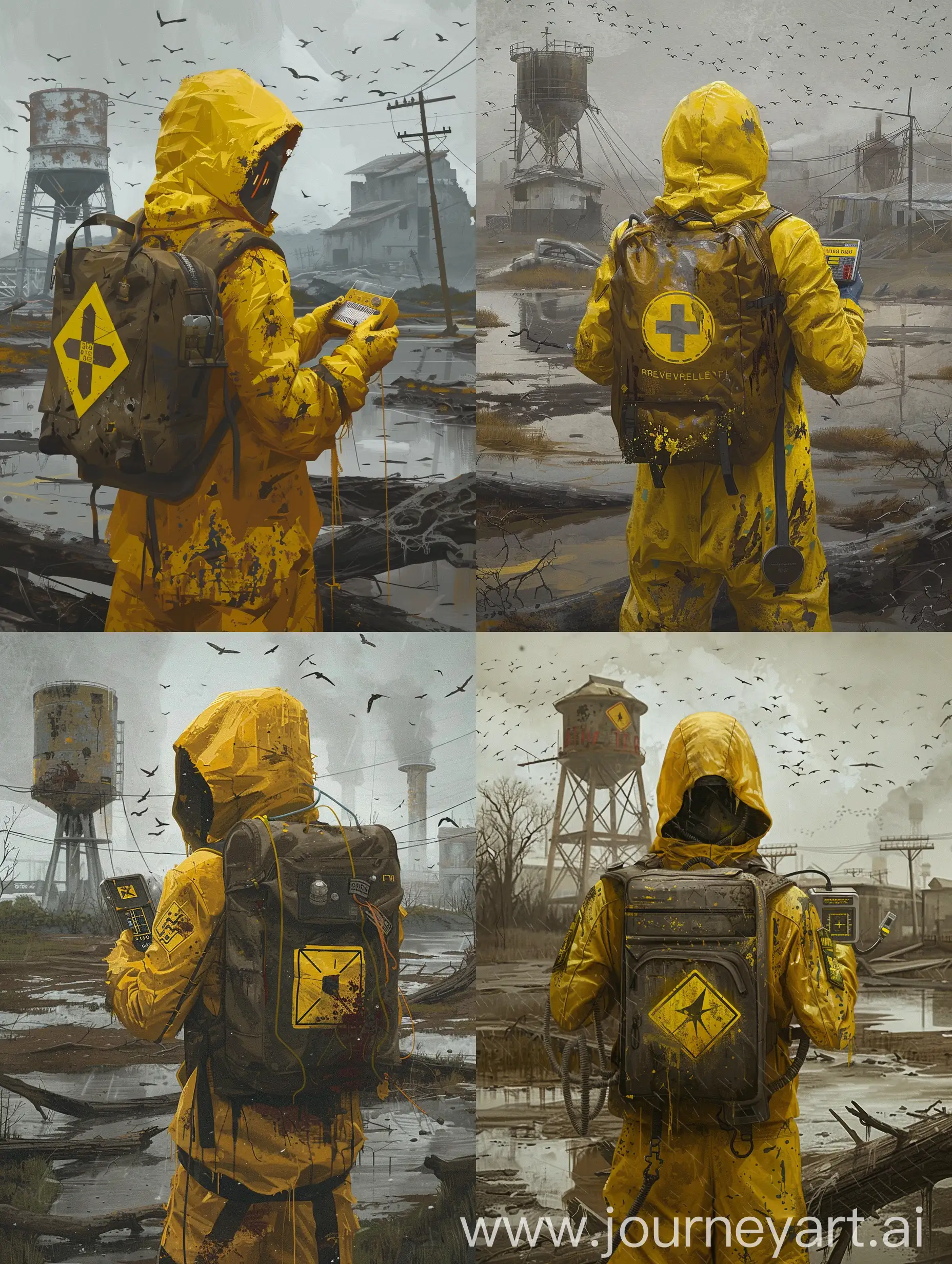 PostApocalyptic-Survivor-in-Yellow-Hazmat-Suit-with-Geiger-Counter