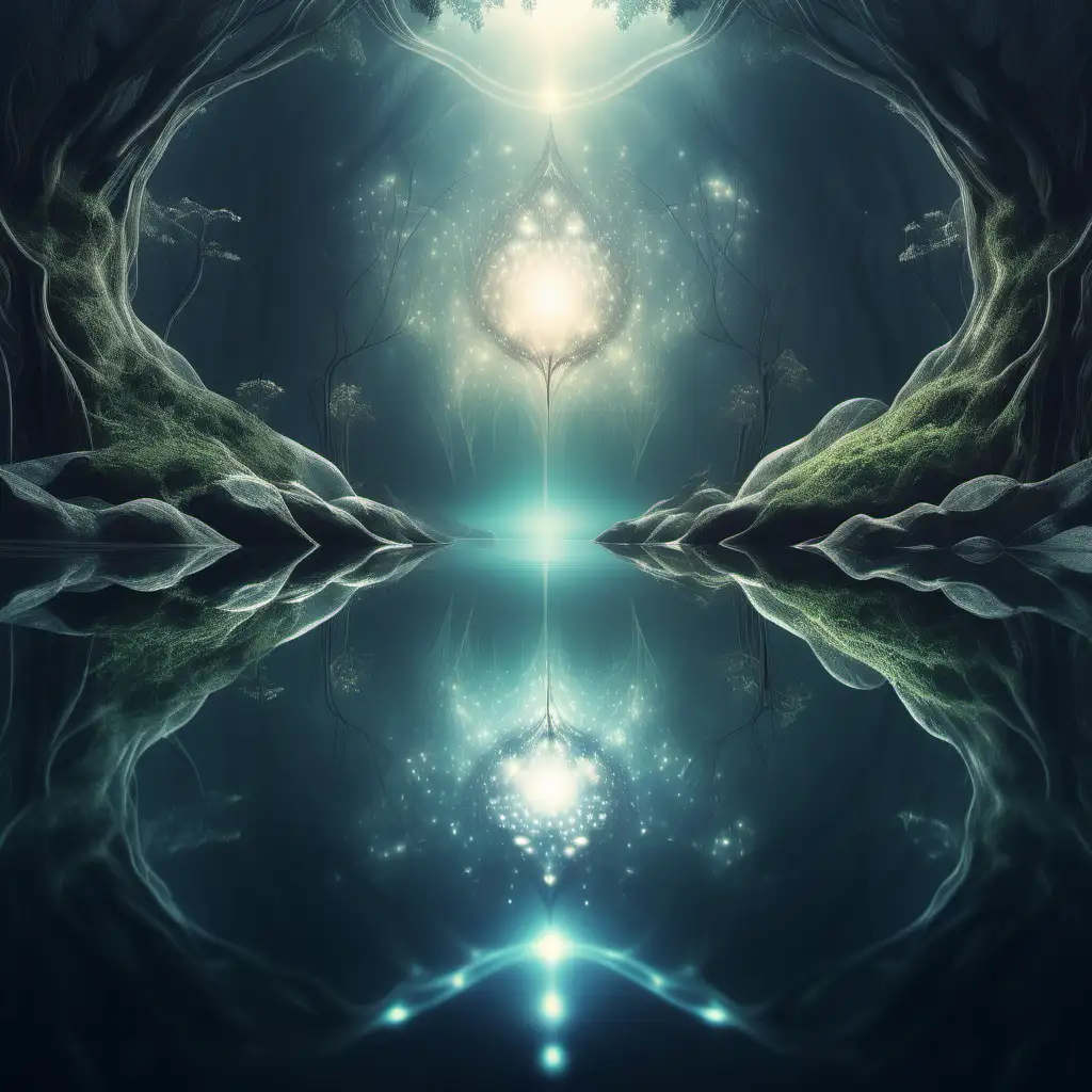etheric space and water as a mirror image in a dreamy mystical vibe