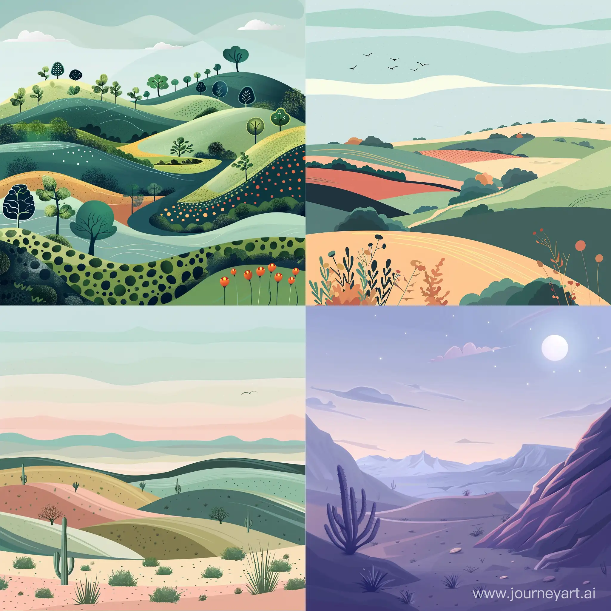 minimalistic landscape, in vector style, high quality details