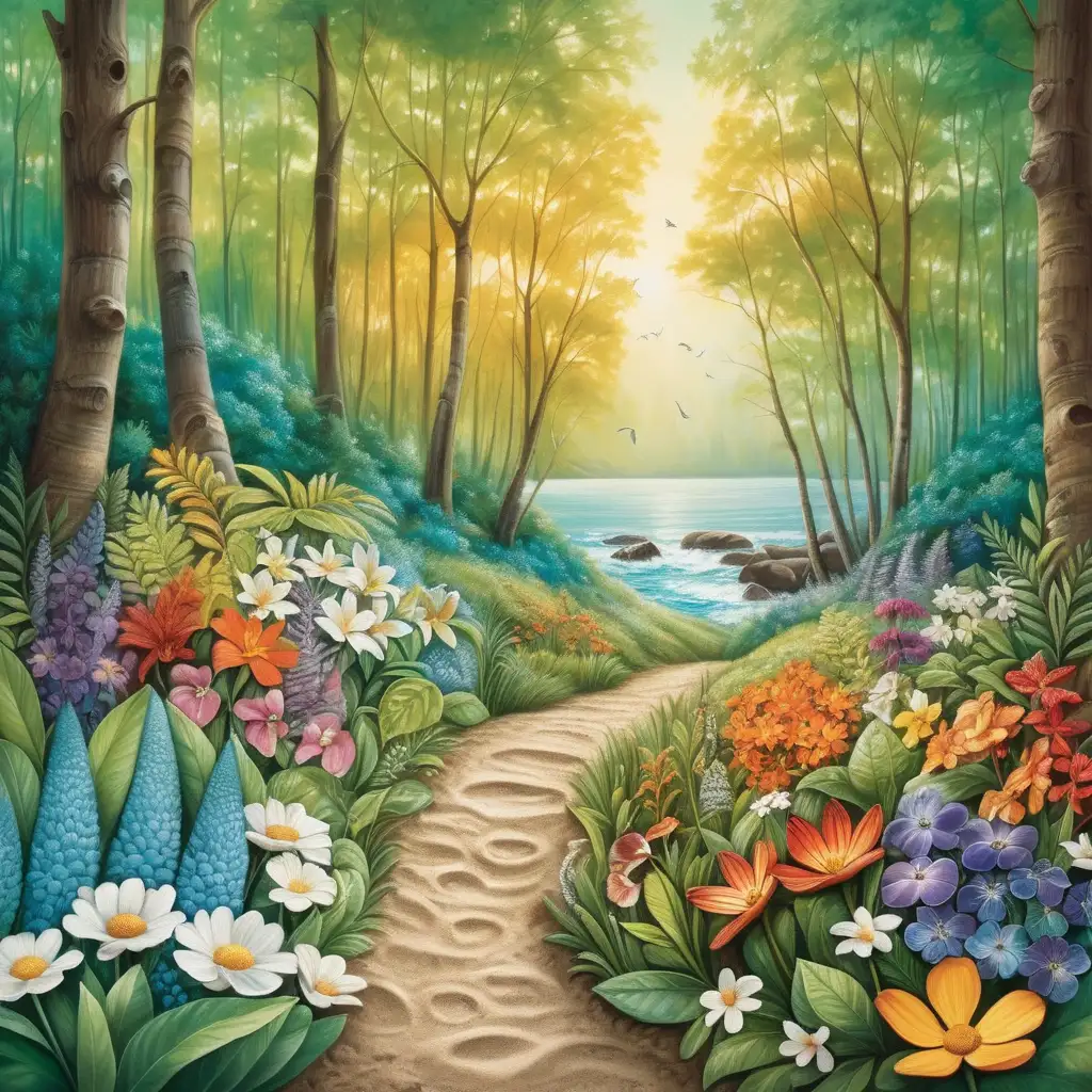 Capturing Tranquility NatureInspired Artwork with Harmony of Colors and Shapes