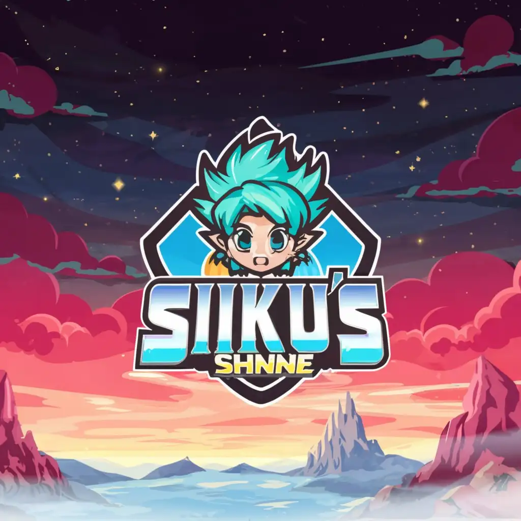 LOGO-Design-for-Sikus-Shrine-Anime-Boy-with-Sky-Blue-Hair-in-Celestial-Background