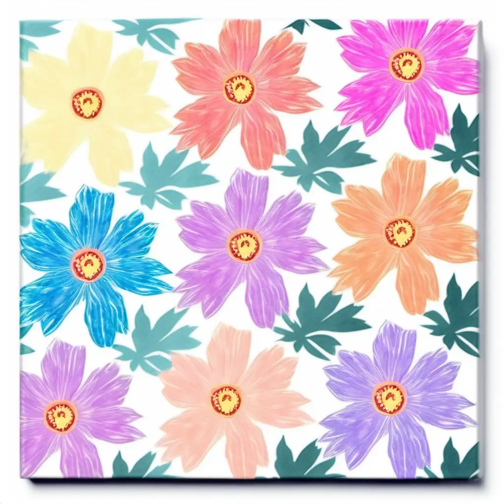 Pastel Watercolor Flower Clipart Andy Warhol Inspired Floral Tile on White Background