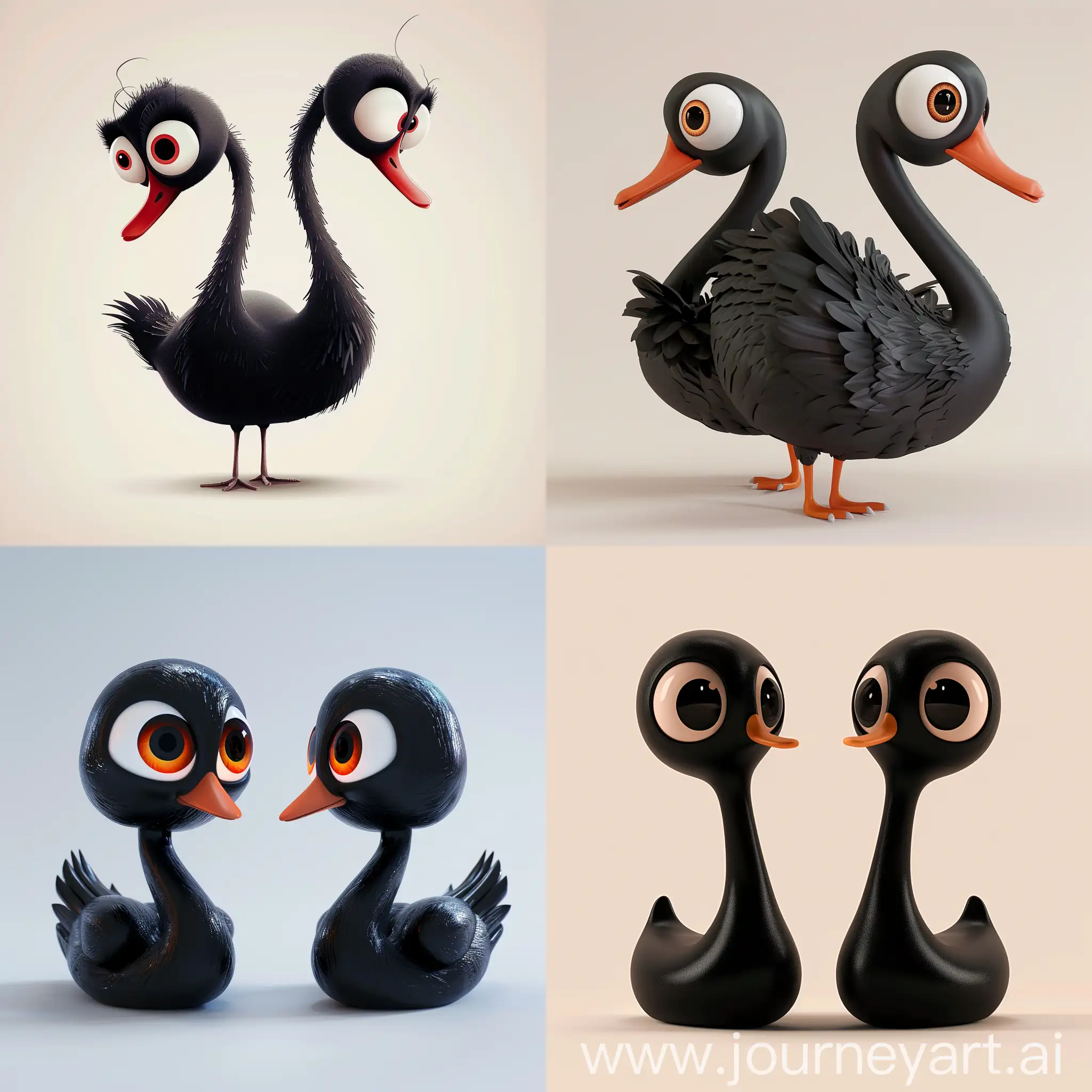 цифра два вид сбоку большими глазами злая в виде черного лебедя симметричный анимация pixar на светлом фоне


