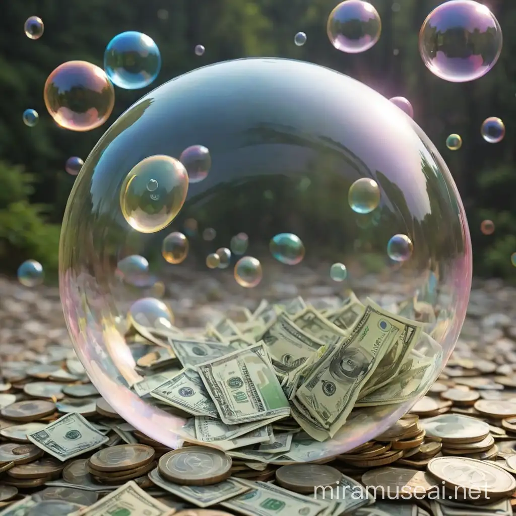 Colorful Bubble Money Floating in Dreamy Atmosphere