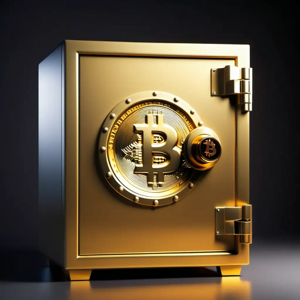 Secure Your Crypto Golden Safe with Bitcoin Symbol