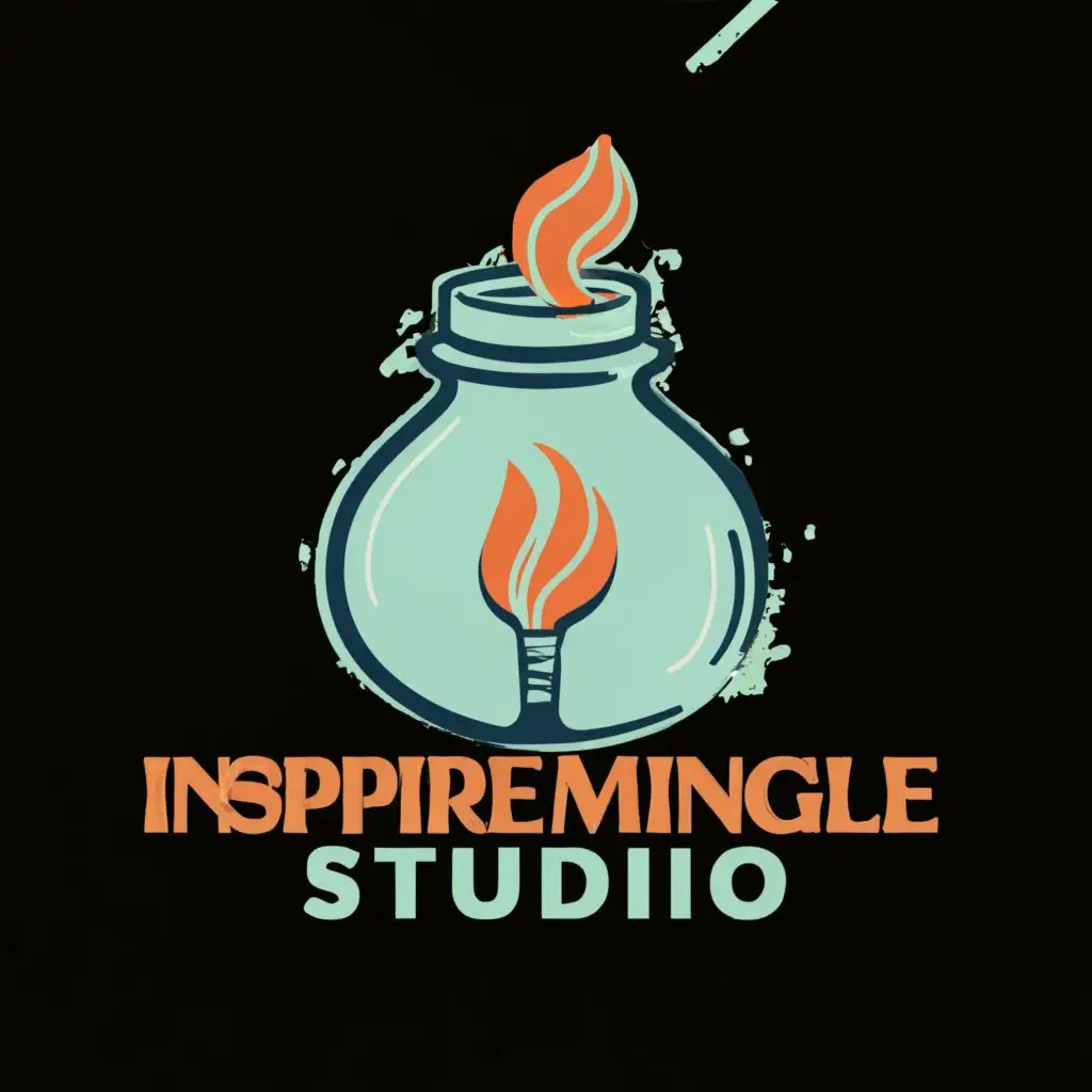 LOGO-Design-for-Inspire-Mingle-Studio-Modern-Glass-Jar-with-Candle-Flame-Paintbrush