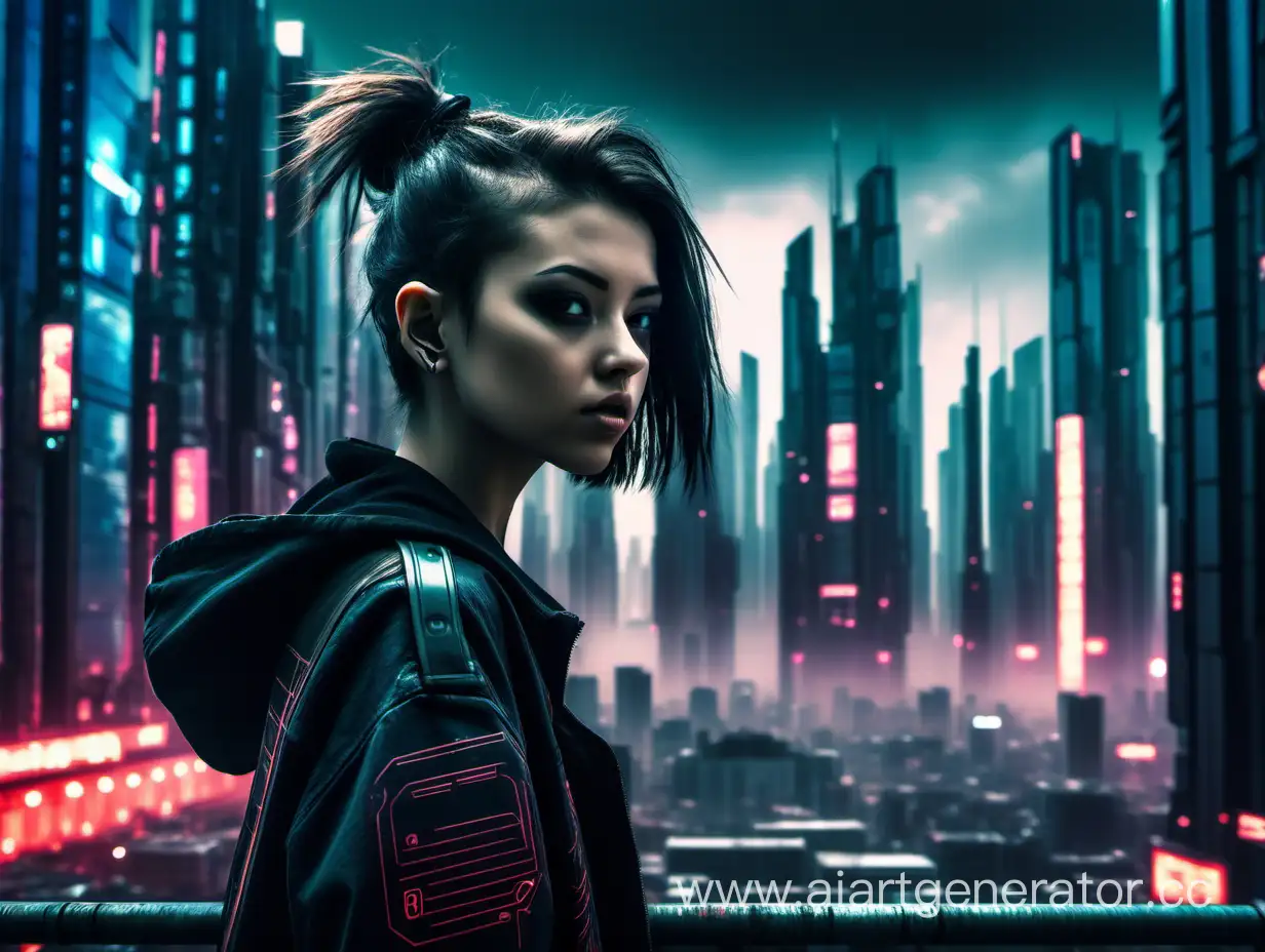 Solitary-Girl-in-the-Futuristic-Cyberpunk-Cityscape