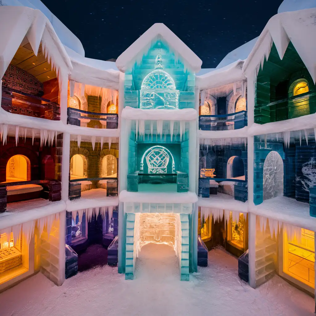 An ice hotel with rooms that change theme and architecture every night.
