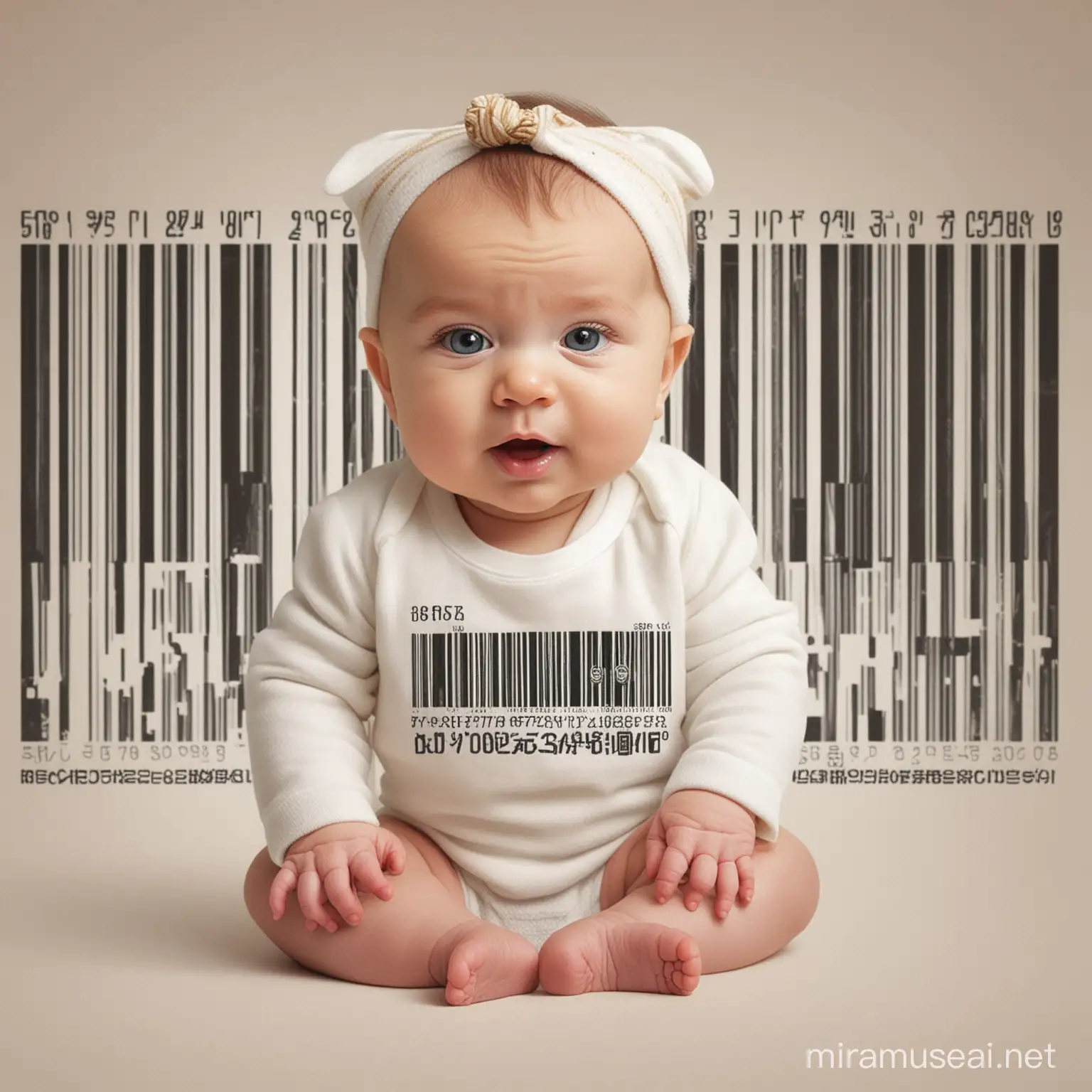 Futuristic Concept Designer Baby with Barcode Imprint