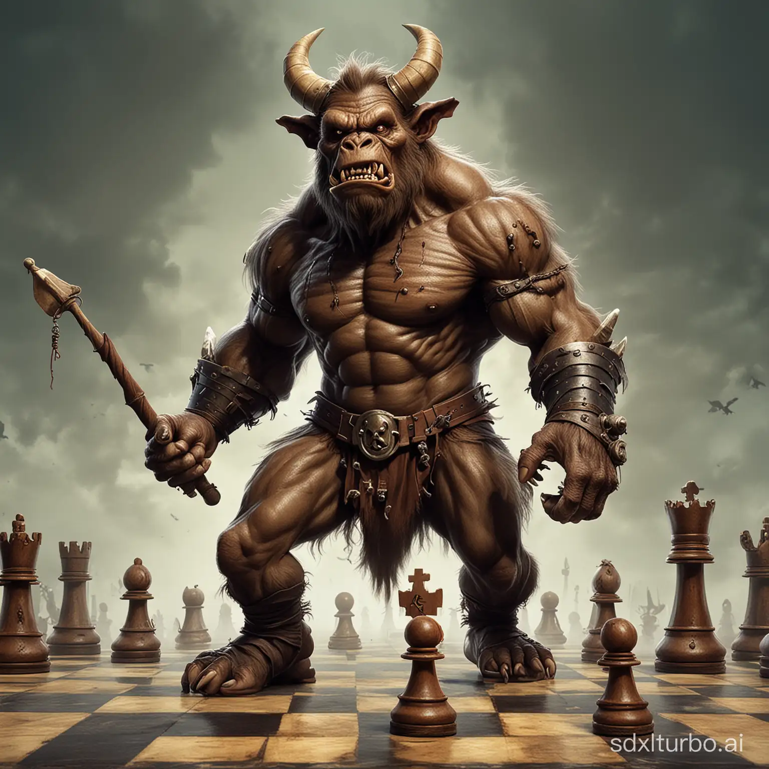 Fantasy-Chess-Match-with-a-Kong-Quidditch-Minotaur-and-Zombie