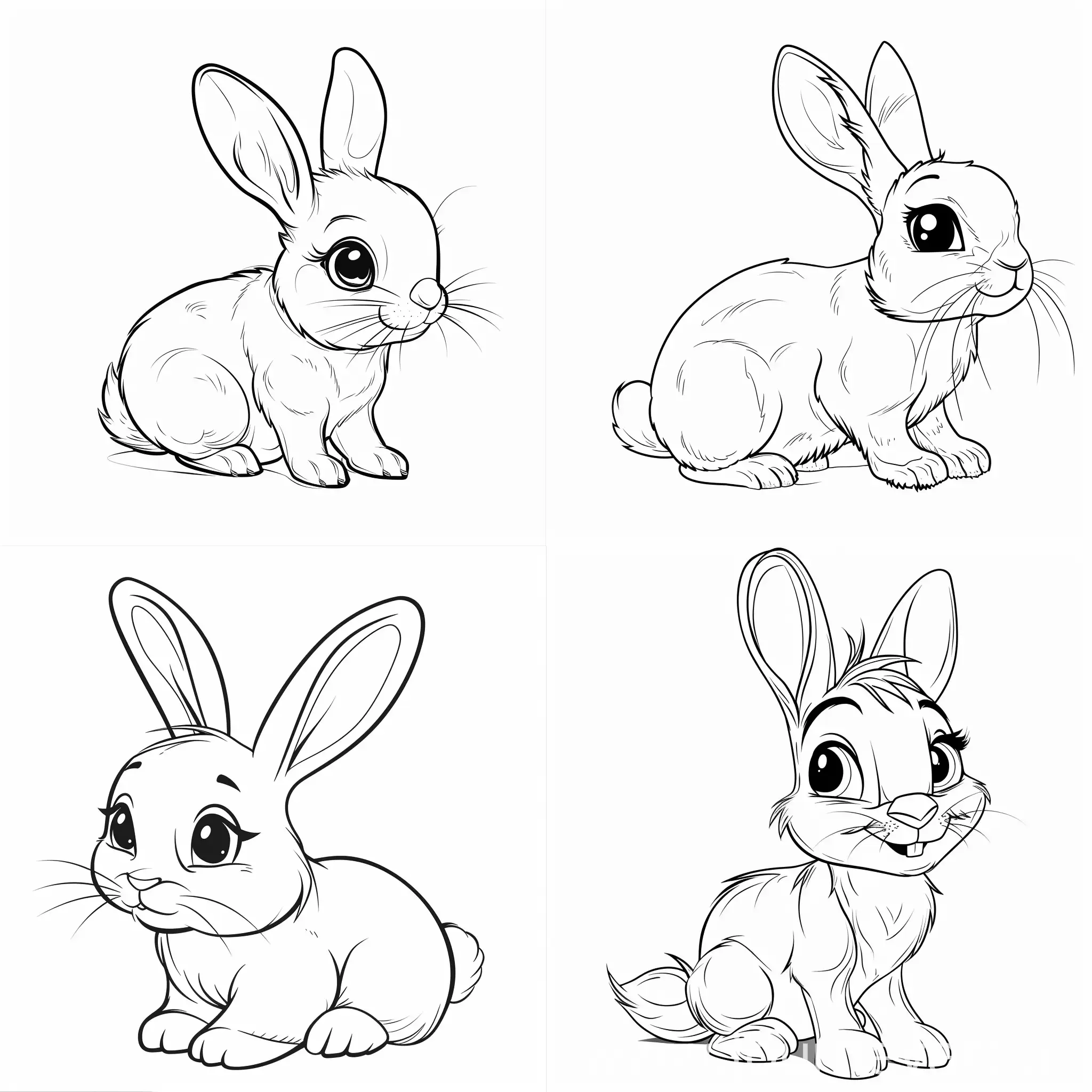 black and white cute rabbit for coloring book
