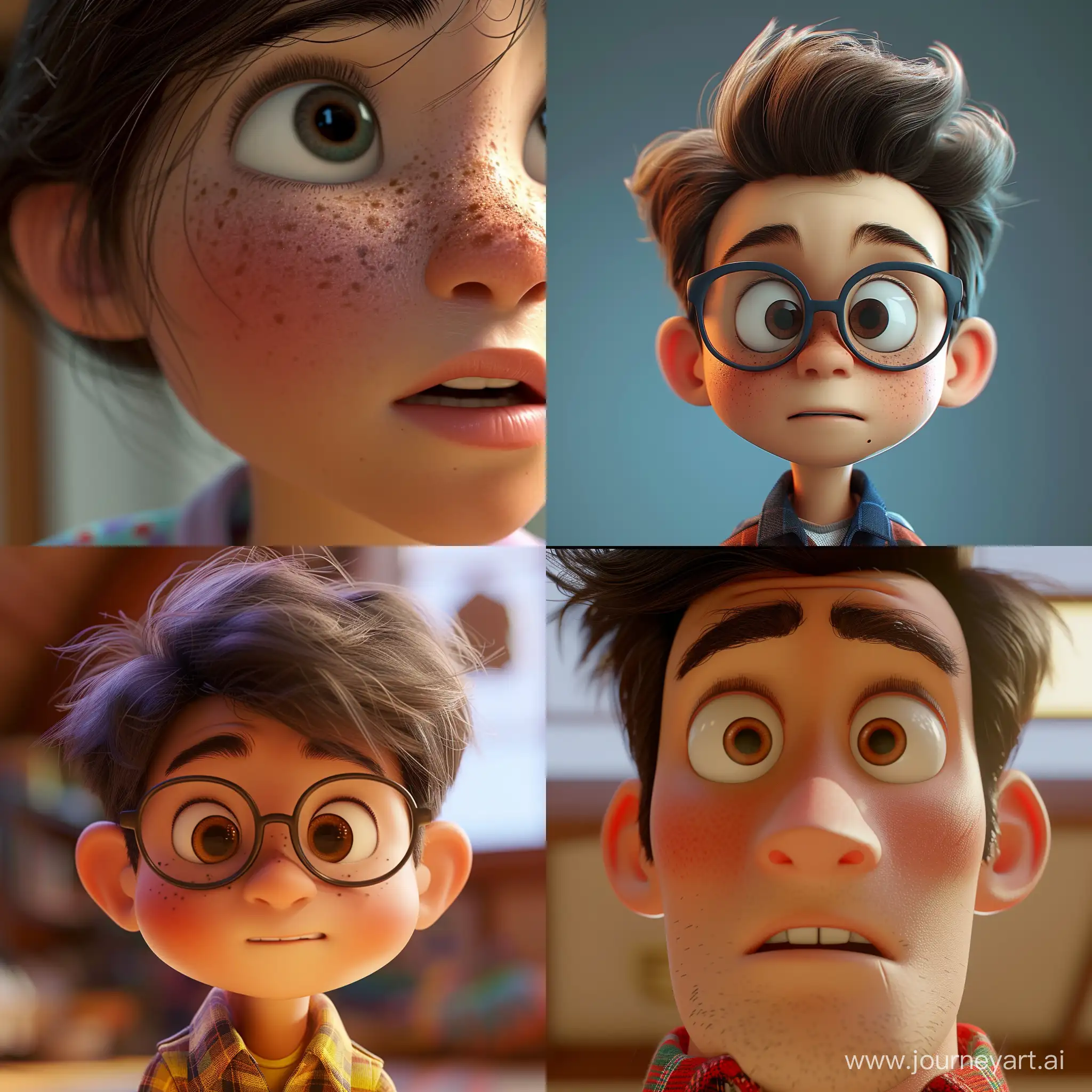 Pixar 3d style, Pixar cartoon characters, close-up