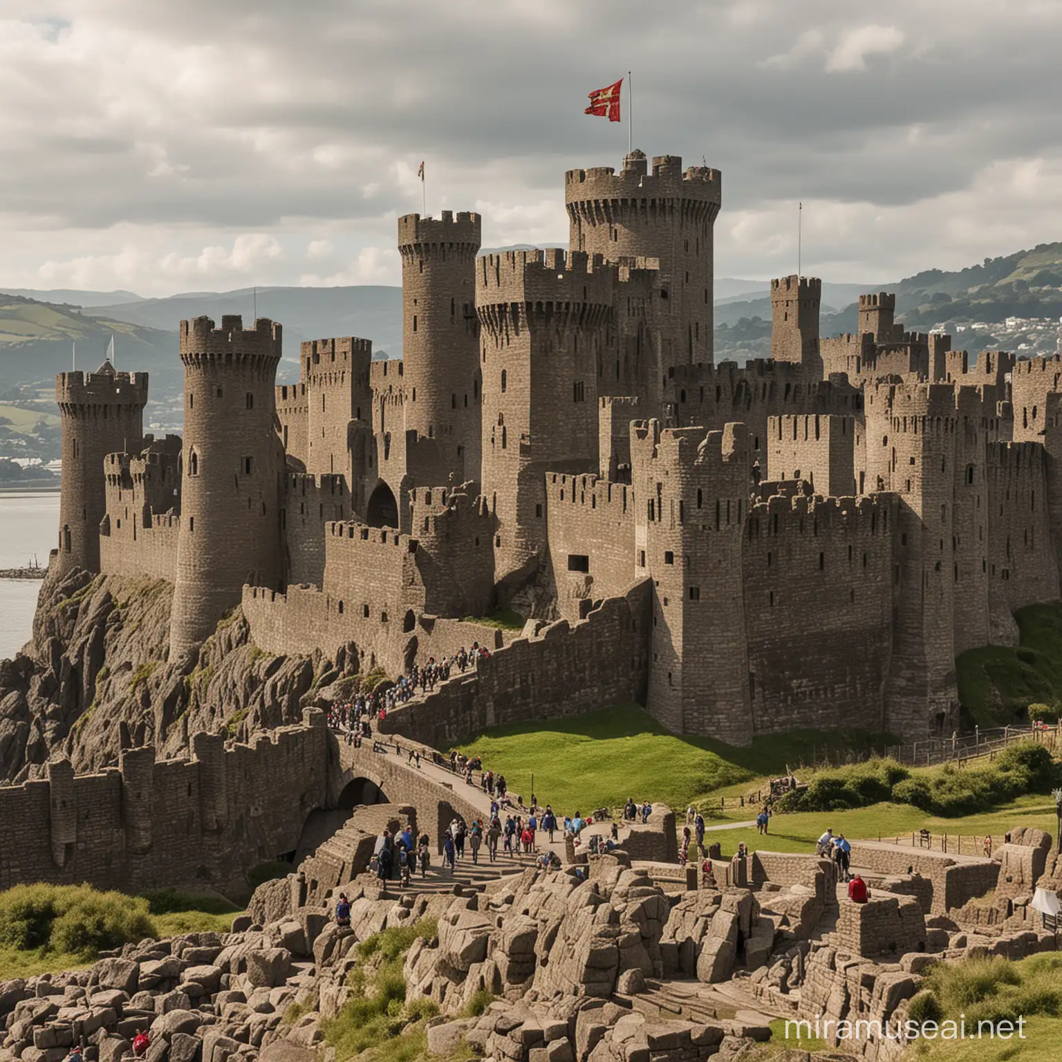 Medieval Conwy Castle Majestic Fortress Amidst Ancient Walls