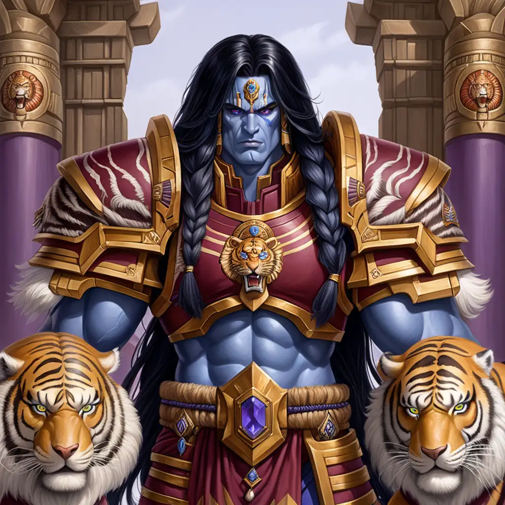 Primarch-Indus-Portrait-in-Regal-Attire-with-Tiger-Motif-Warhammer-40000-Drawing