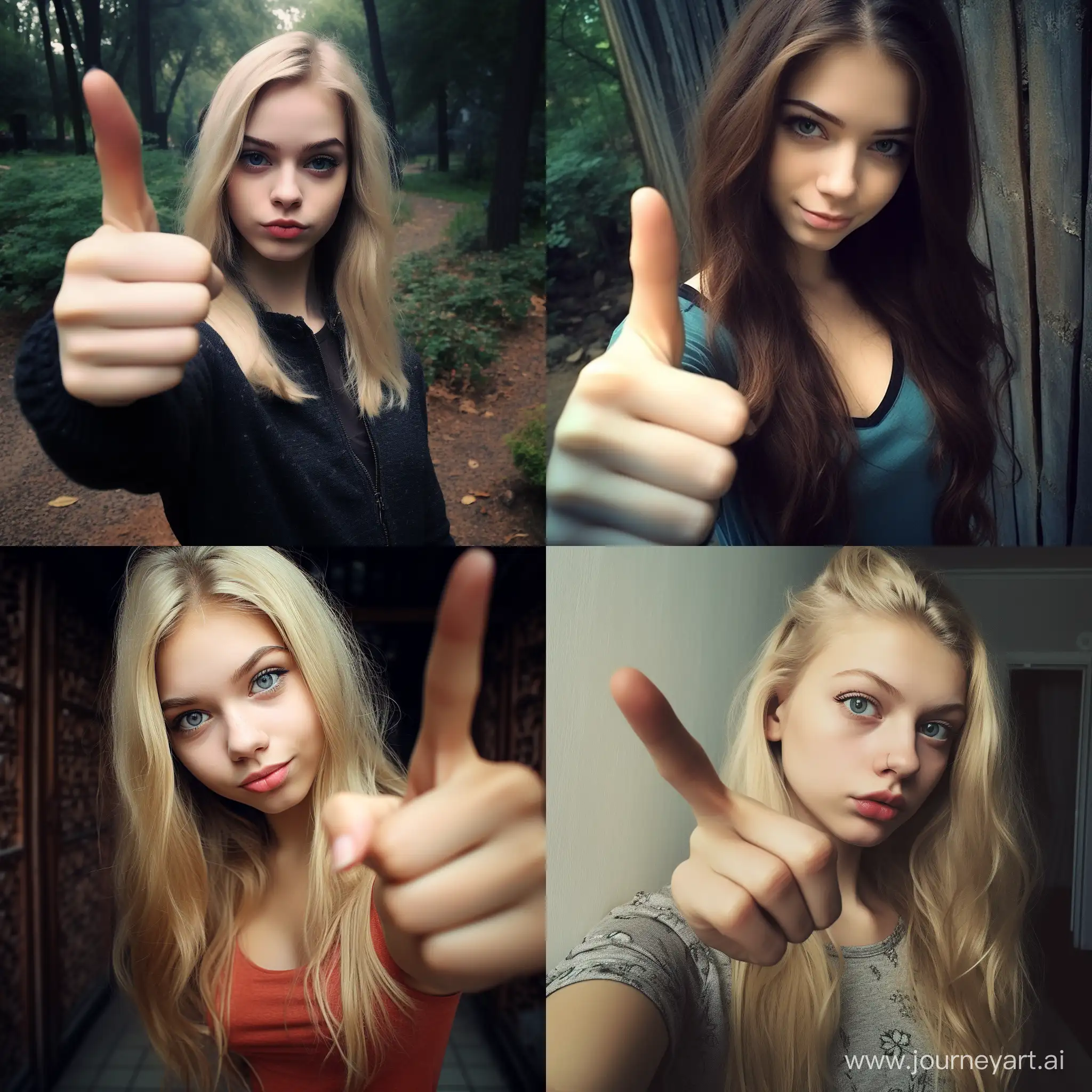 Girl-Expressing-Approval-with-Like-Gesture-in-Closeup-Photo