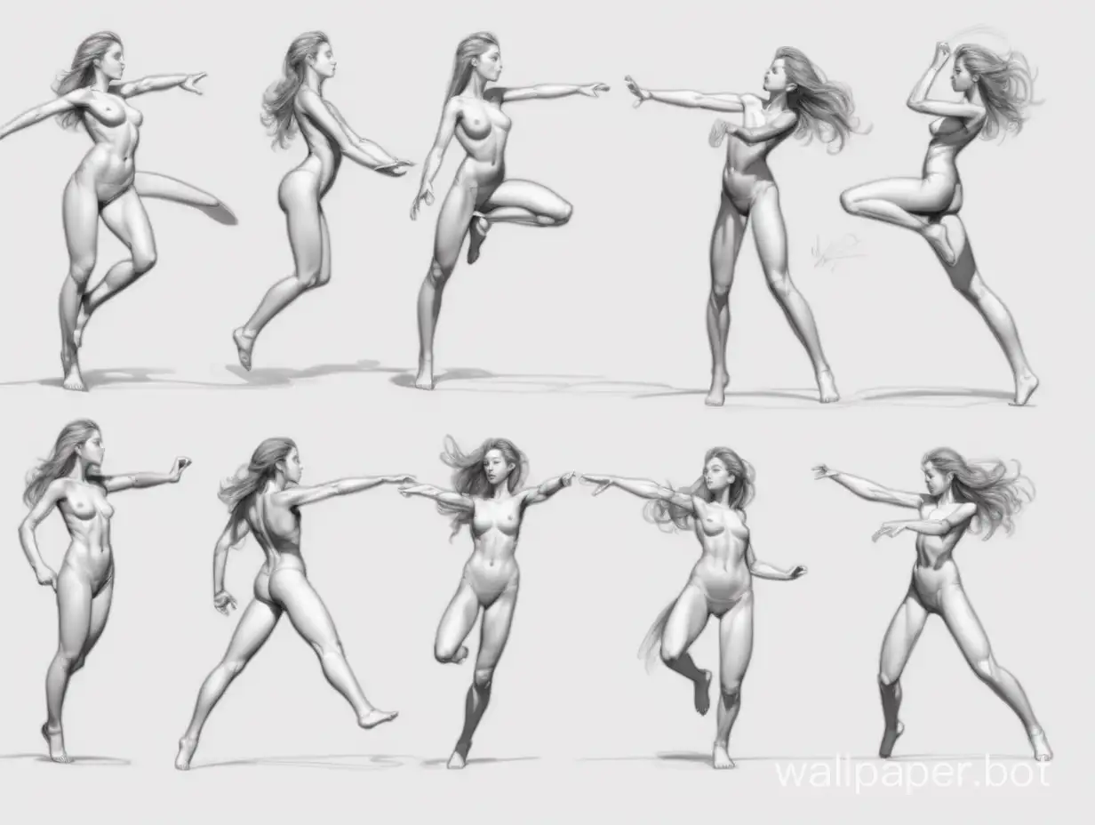 Female-Model-Drawing-Study-Dynamic-Action-Poses-and-Rotations