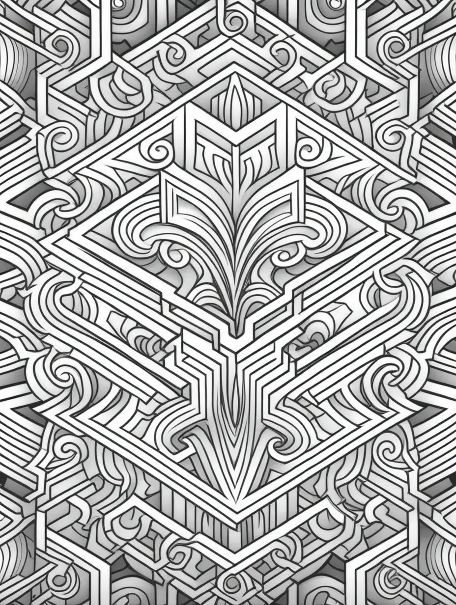 Repetitive Geometric Pattern Coloring Page for Stress Relief and Mindfulness