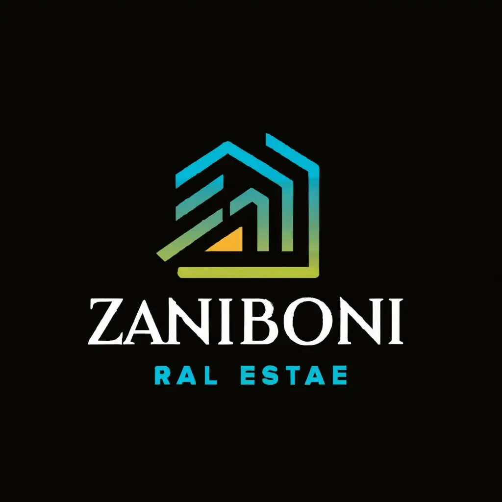 a logo design,with the text "ZANIBONI REAL ESTATE", main symbol:I need a company logo for my real estate investment business. I would like the layout to be as follows:
ZANIBONI
REAL ESTATE
Zaniboni on top with the words “real estate” below Zaniboni but so it fits within the word Zaniboni width wise. I would like a small simple design incorporated that has something to do with real estate,Moderate,be used in Real Estate industry,clear background