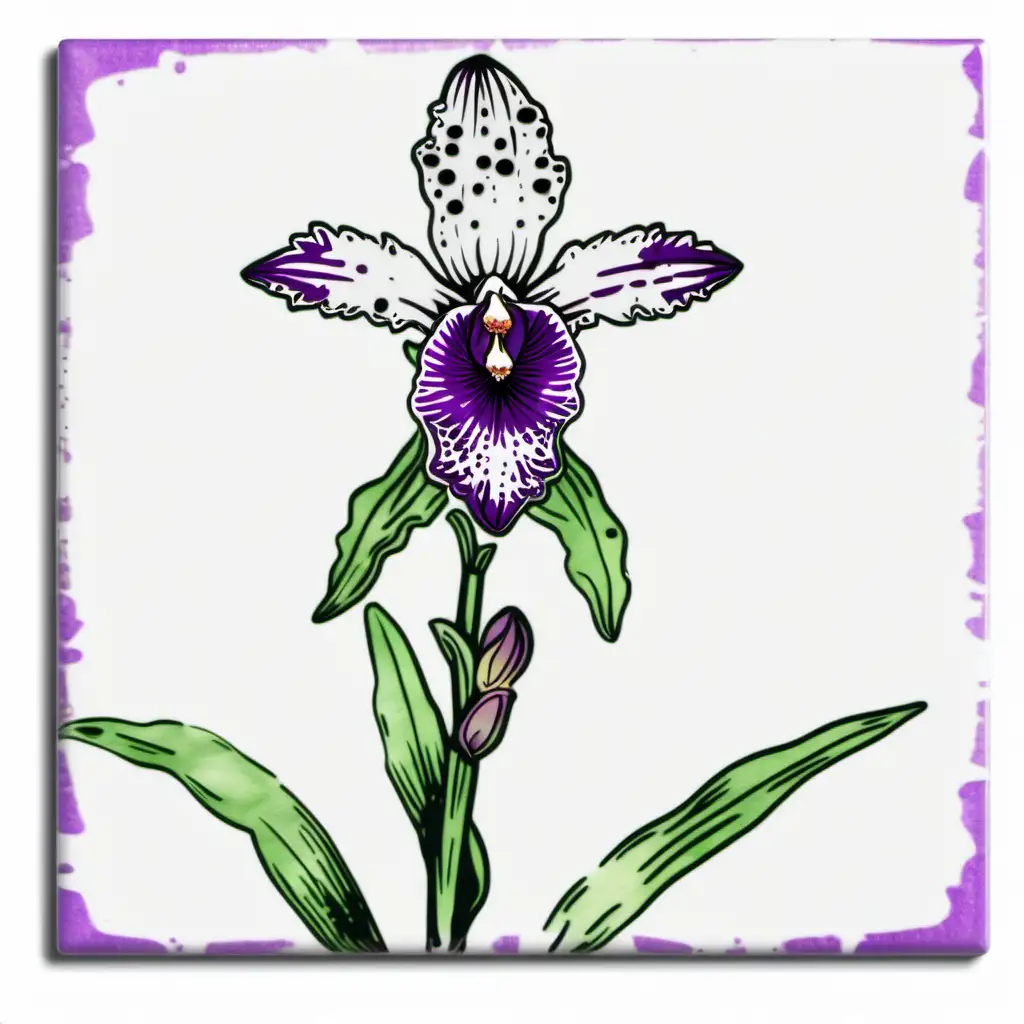 /imagine prompt pastel watercolorCommon Spotted Orchid  FLOWER , washed out color, PURPLE, LIGHT PURPLE, GREEN clipart on a white background andy warhol inspired --tile
