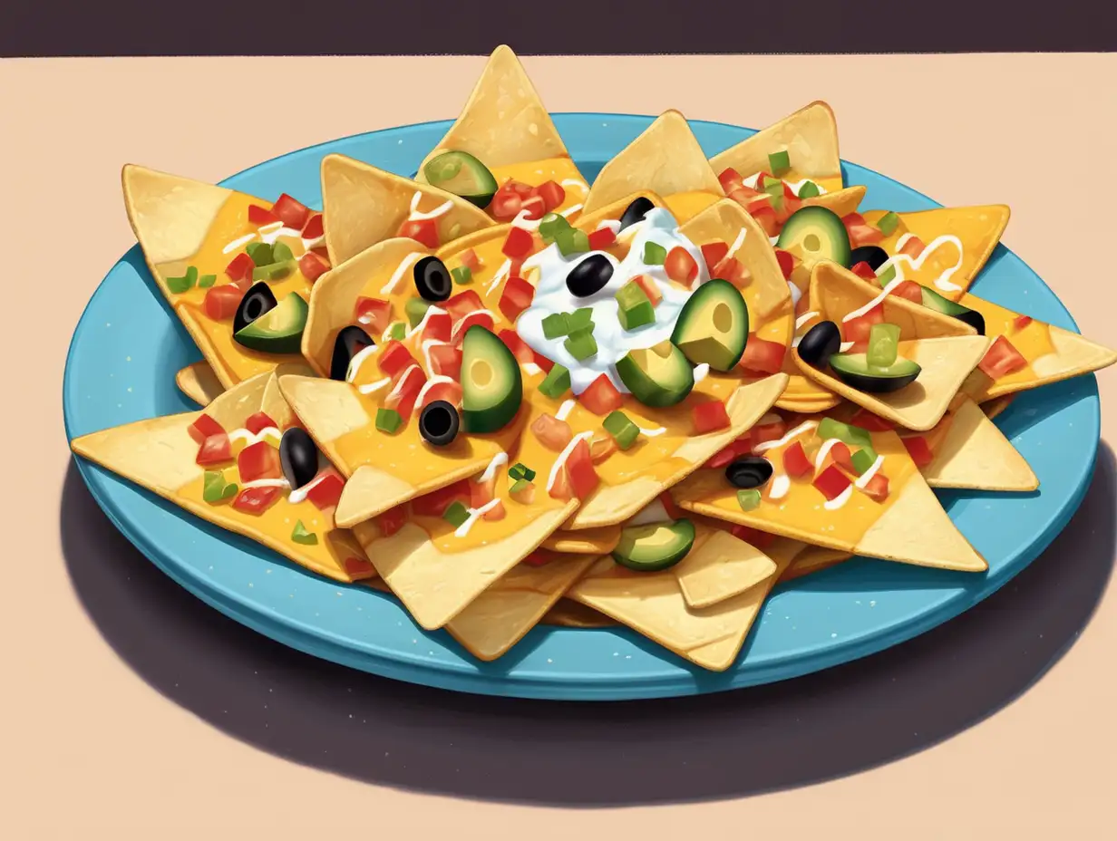half empty plate of nachos

