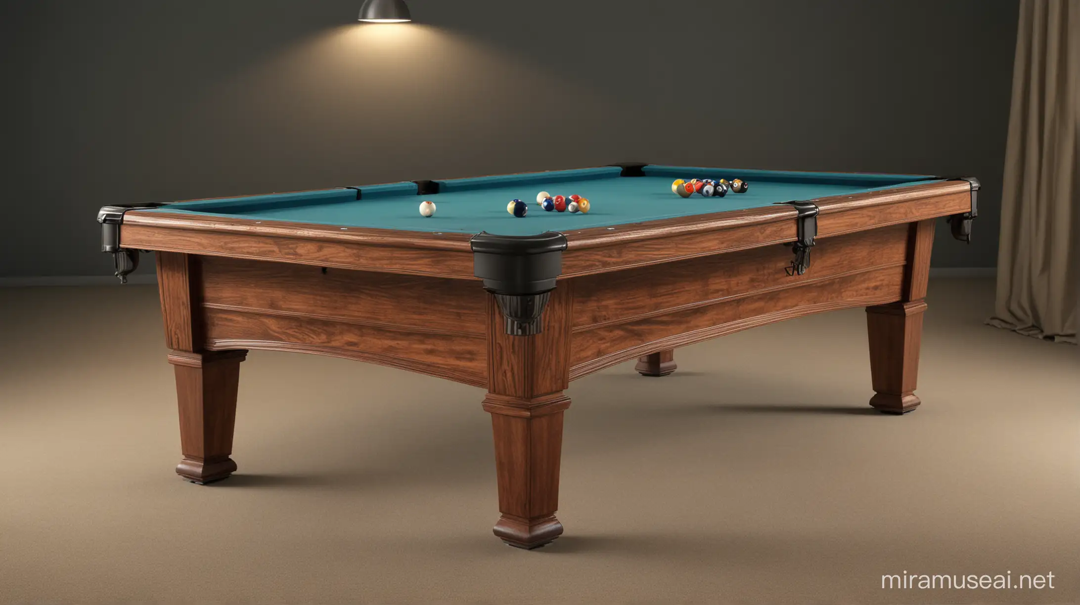 Very high quality 4K image of a pool table at an opposite angle