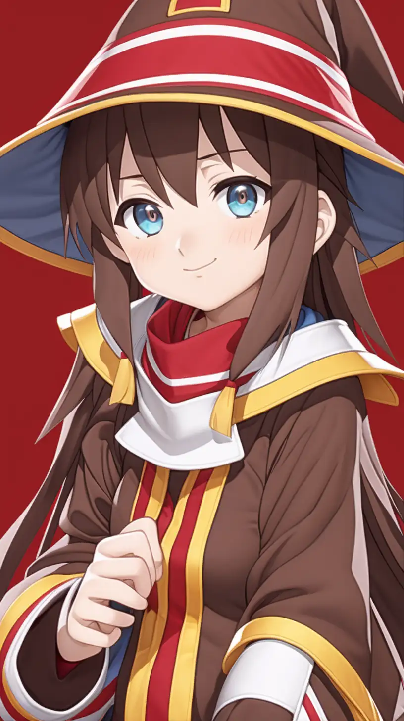 Konosubainspired HyperRealistic Brown Wizard with Red Striped SharpEnded Hat