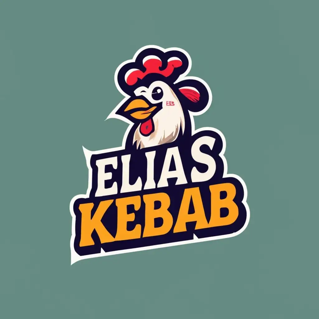 logo, smiling chicken head, with the text "Elias Kebab", typography, be used in Restaurant industry