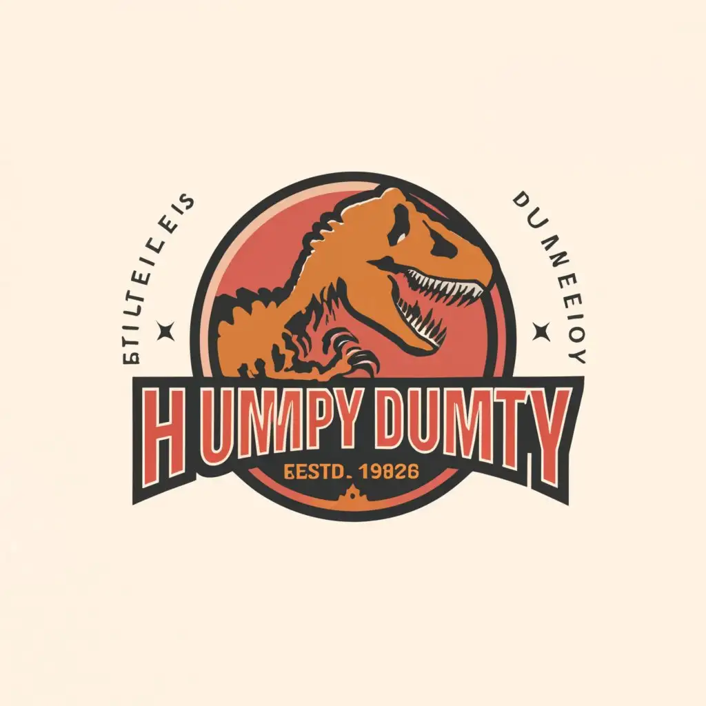 a logo design,with the text "humpty dumpty", main symbol:Trex with an open mouth,complex,be used in Travel industry,clear background