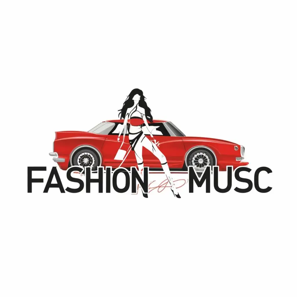 logo, Fashion Music Women Cars
(bra, panties, corset, nighty, gown, lingerie, modeling, catwalk), with the text "Fashion Music 
(models cars music)", typography, be used in Entertainment industry