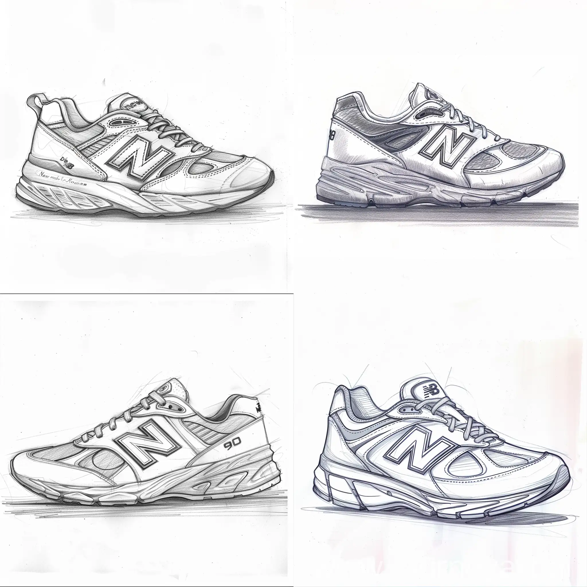 sneaker design like new ballence 990v4, sketch