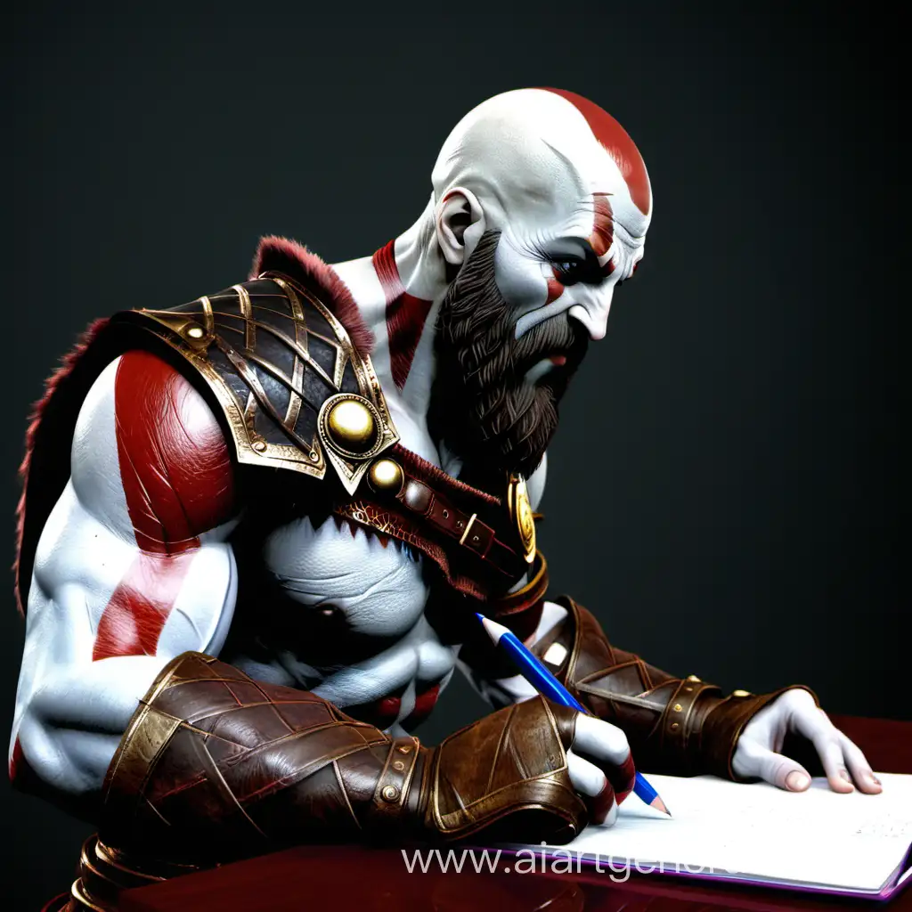 Kratos is doing homework