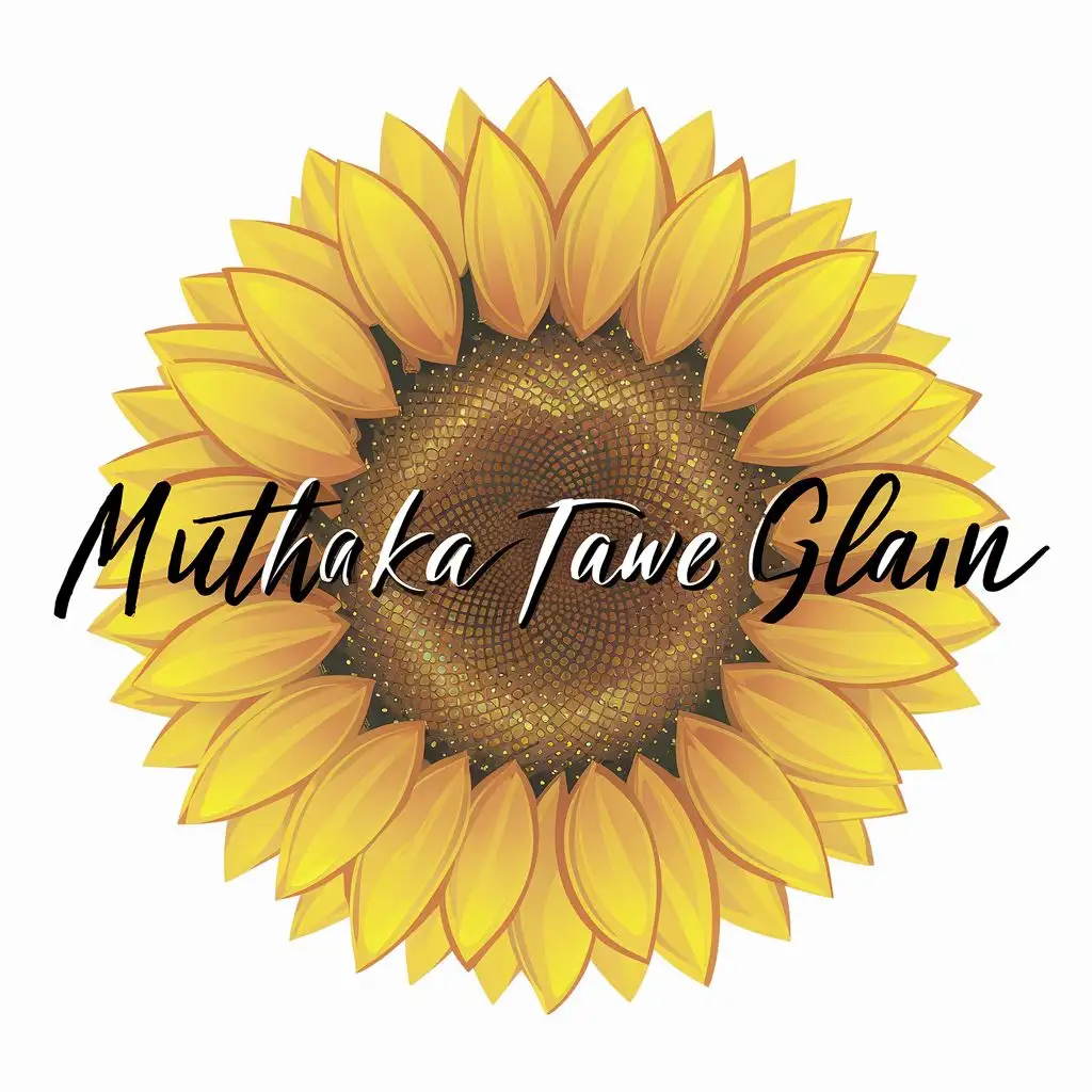 logo, SUNFLOWER, with the text "MUTHAKA TAWE GLAM", typography, be used in Beauty Spa industry