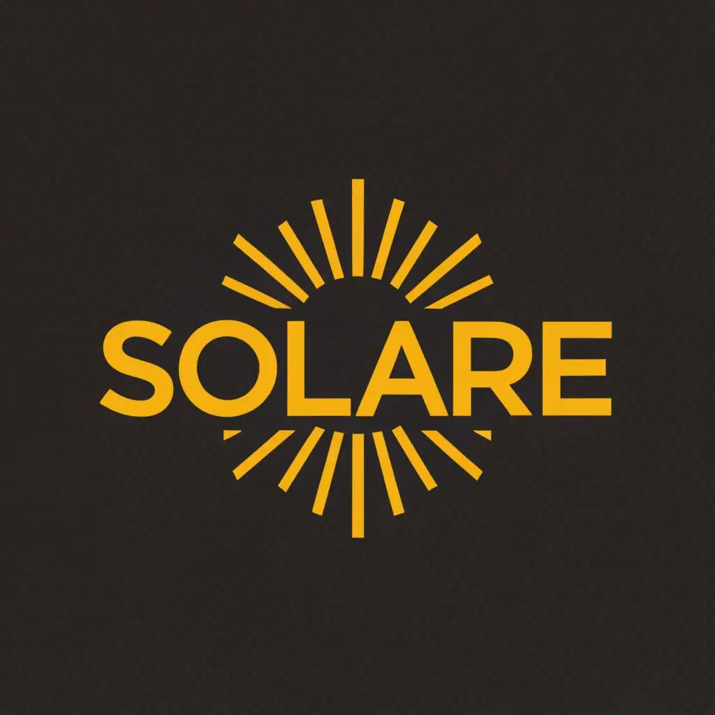 a logo design,with the text "SOLARE", main symbol:Only text in yellow sun,complex,be used in Finance industry,clear background