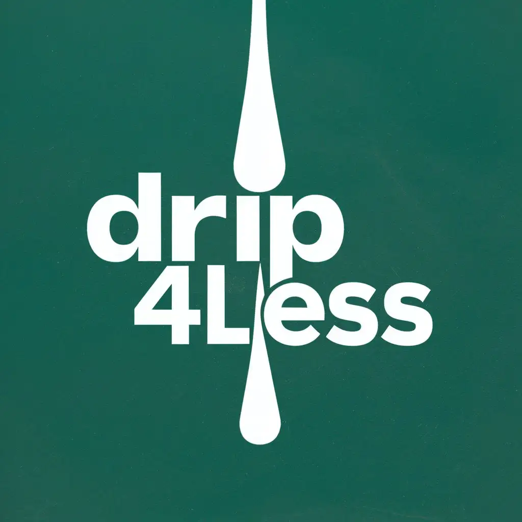 logo, a drip of water, with the text "drip4less", typography