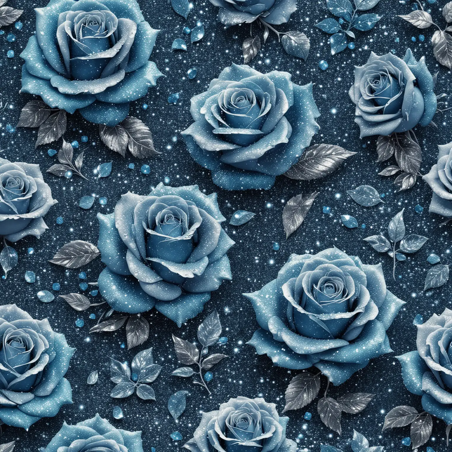 Elegant Blue Glitter Roses Shimmering Floral Arrangement