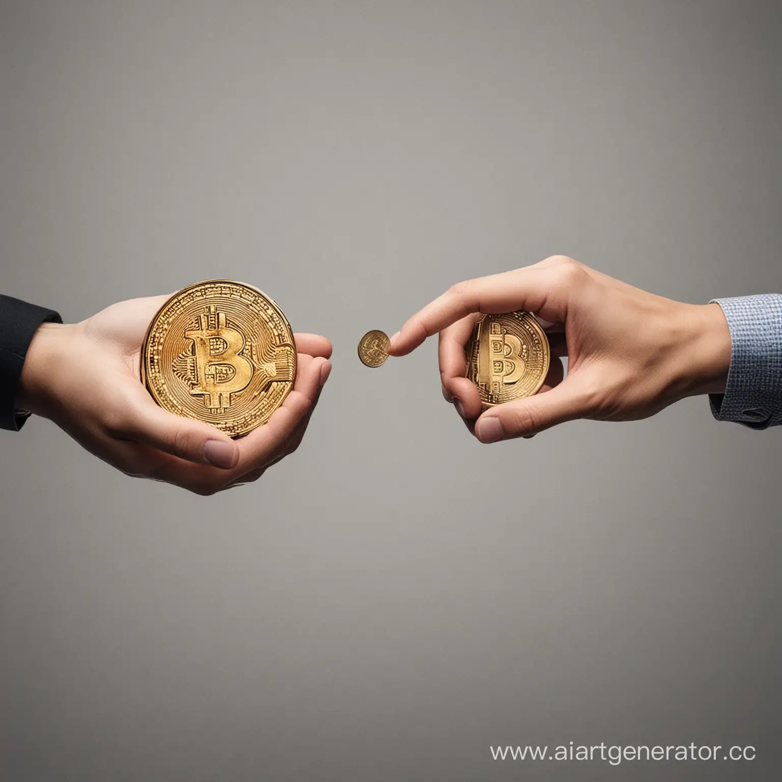 2 руки которые меняют криптовалюты(разные монеты)