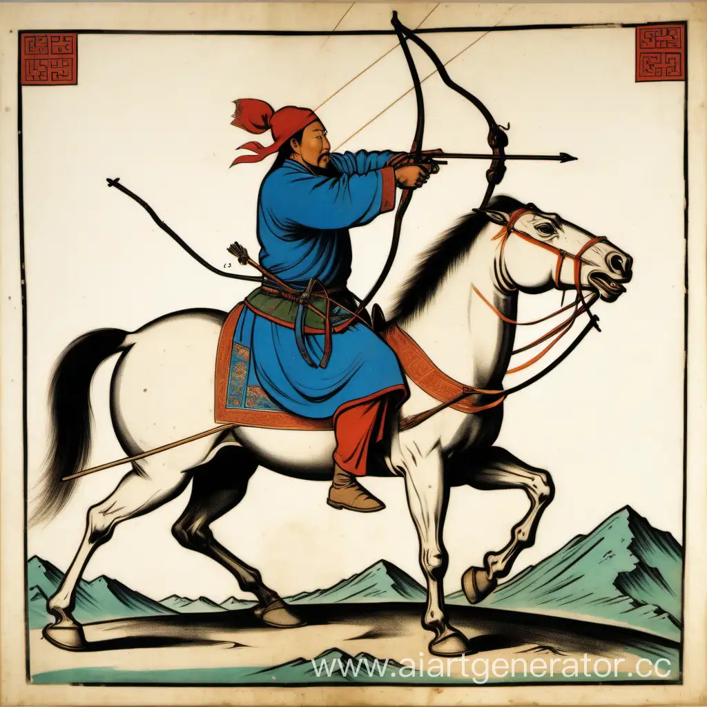 TatarMongol-Horse-Archer-A-FrontView-Archer-Shooting-on-Horseback