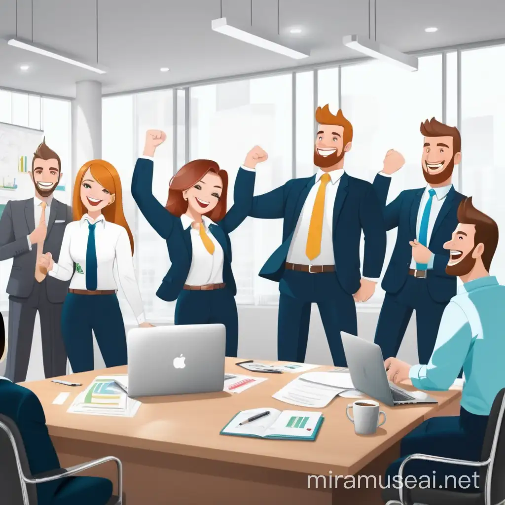 Joyful Team in Successful Office Environment