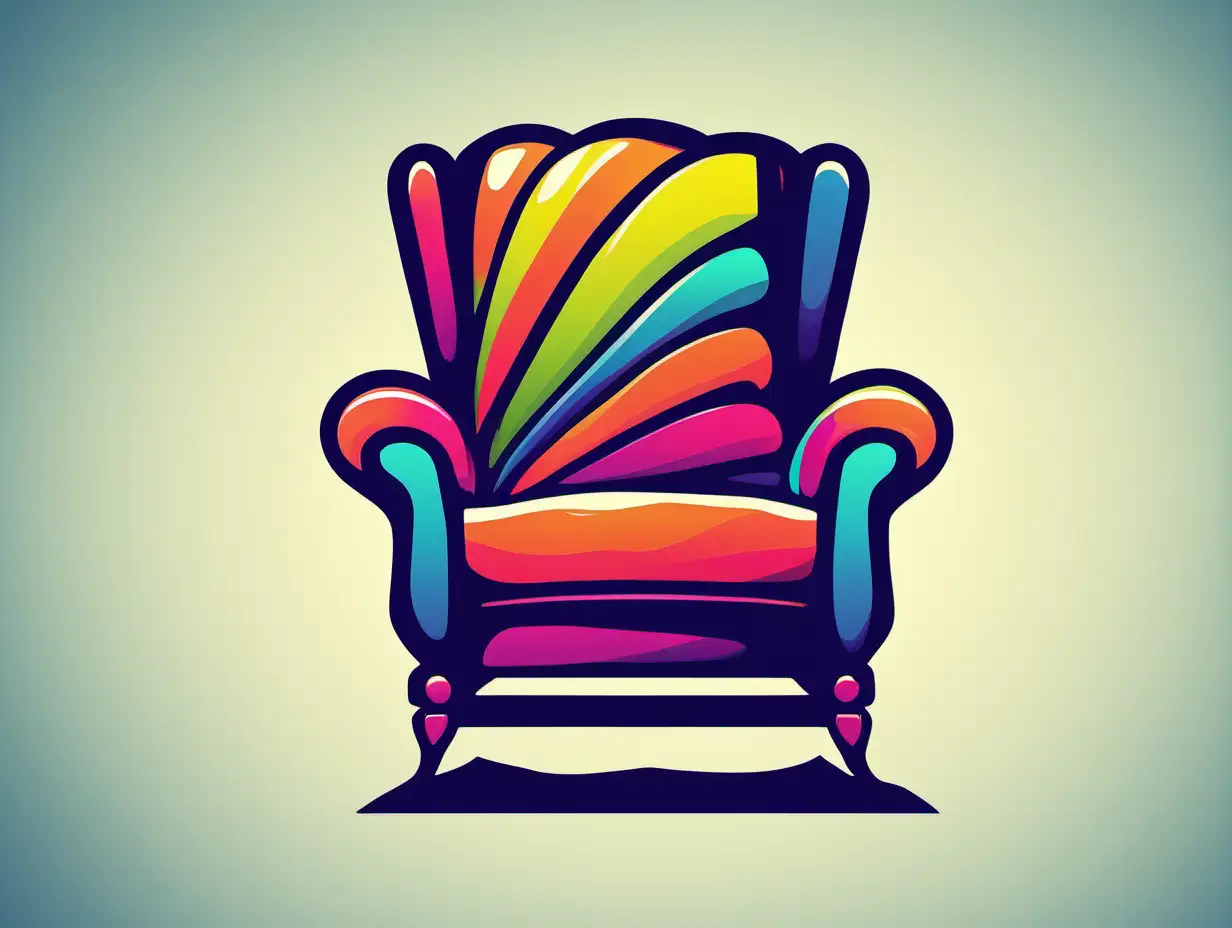 /imagine a logo for a custom design company named "kickback colors", use vibrant colors, add a reclining arm chair