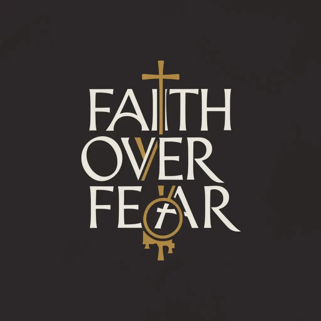 a logo design,with the text 'faith over fear', main symbol:a religious cross,Minimalistic,be used in Religious industry,clear background
