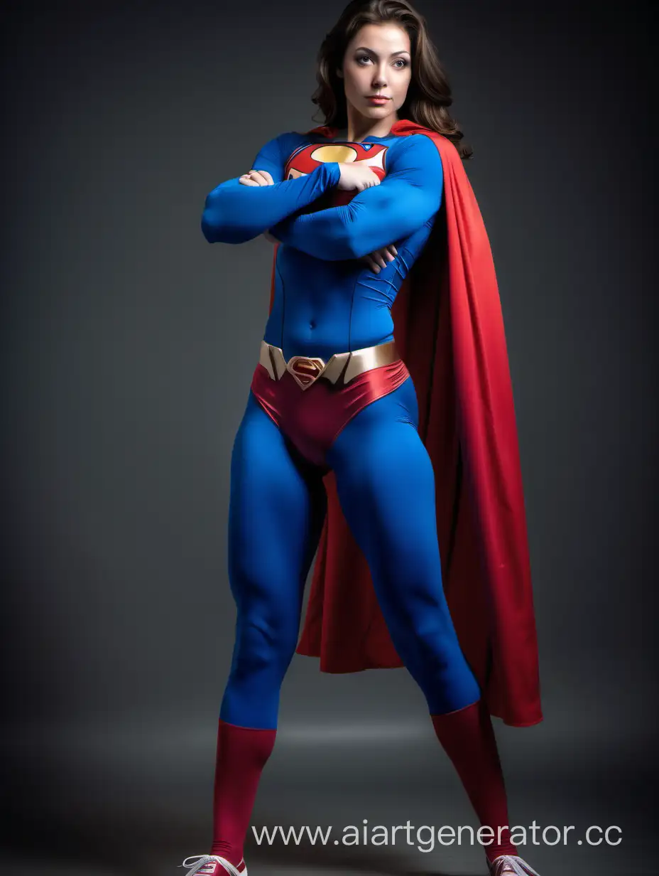 Mighty-BrownHaired-Superwoman-in-Stunning-Superman-Costume