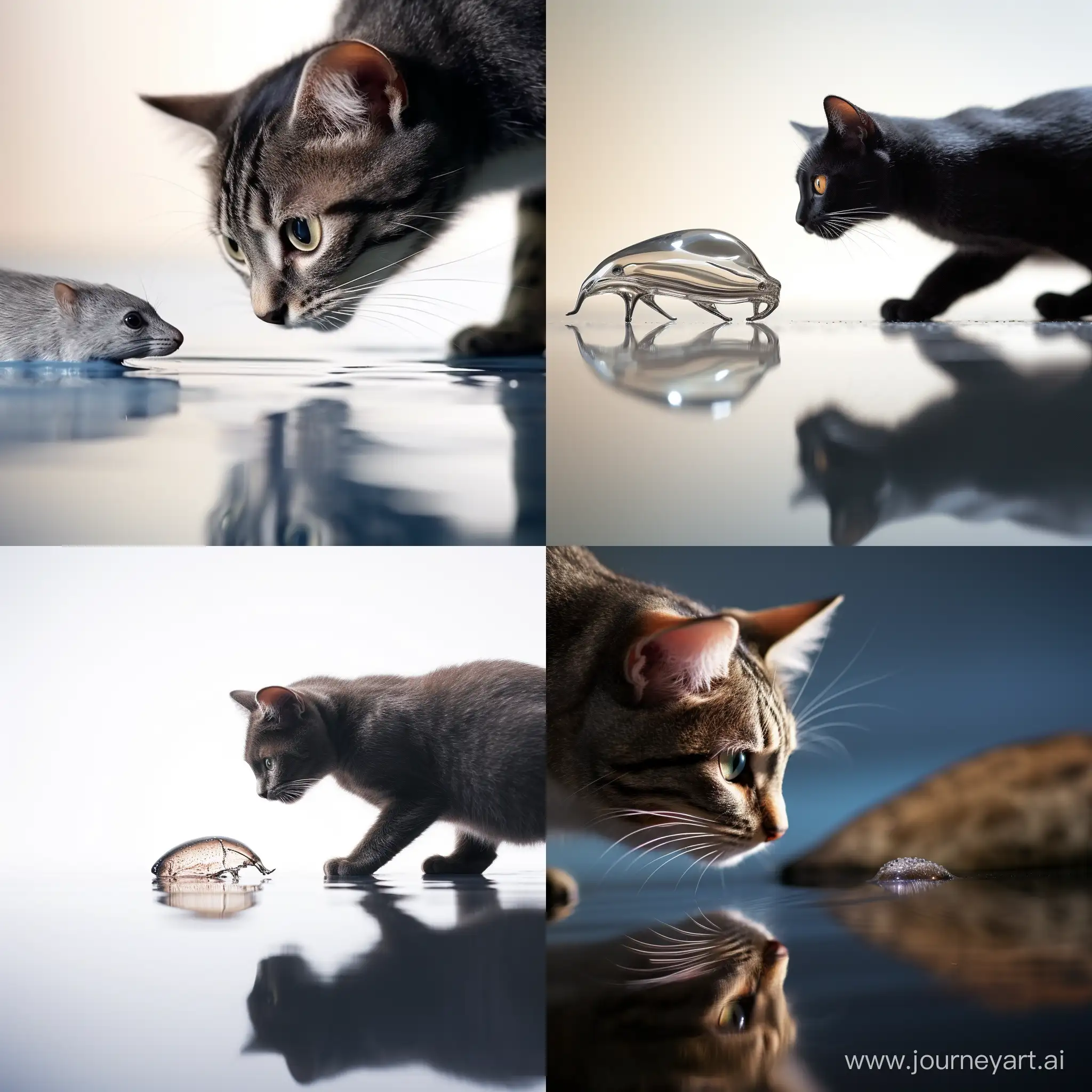 Holographic-Liquid-Metal-Cat-and-Mouse-Minimalist-Macro-Photo