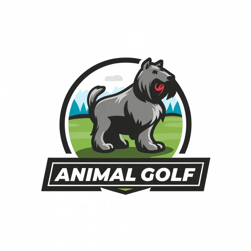 a logo design,with the text "animal golf", main symbol:Bouvier des Flandres,Moderate,be used in Animals Pets industry,clear background