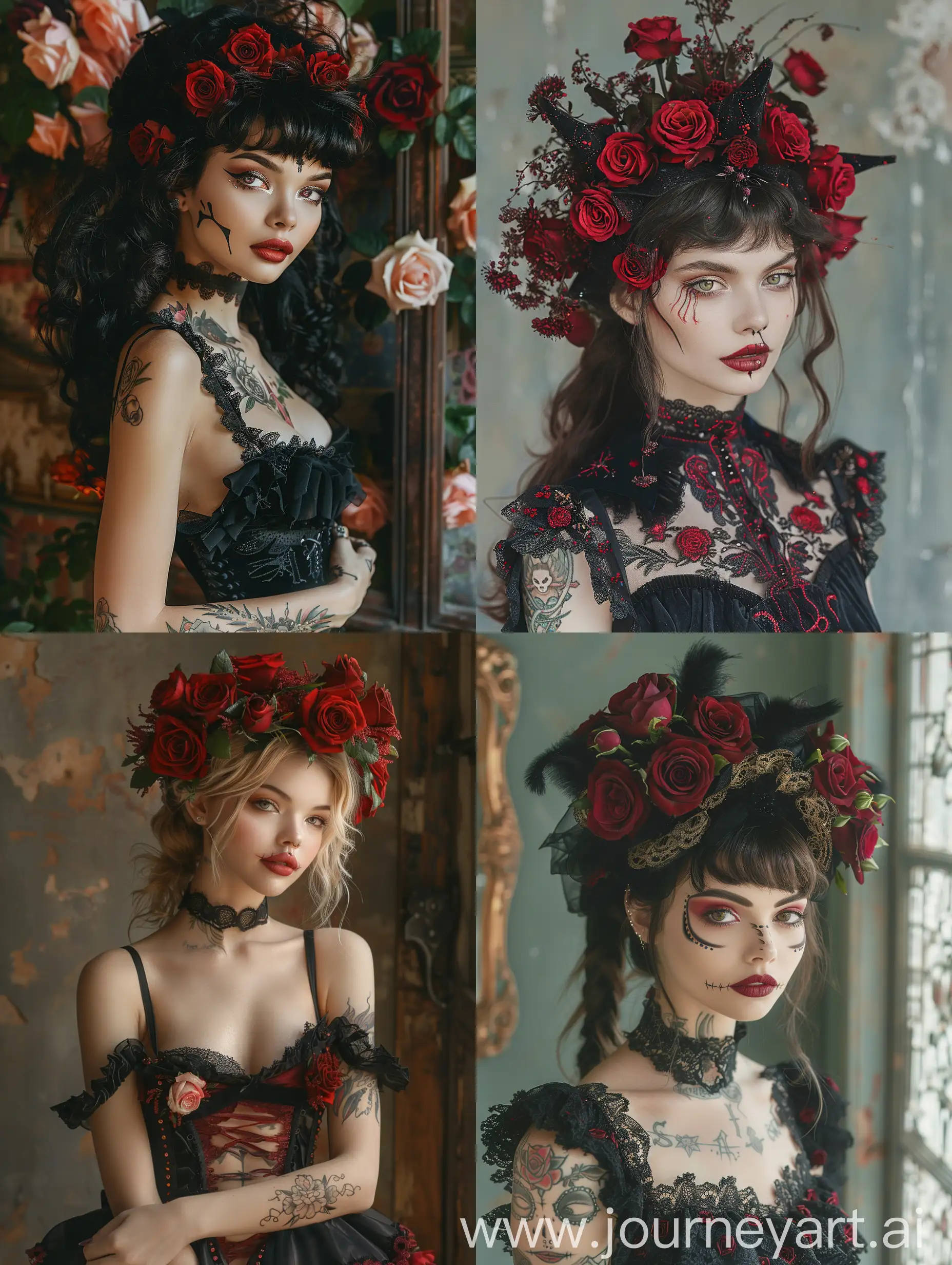 Audacious-Beauty-Unusual-Pose-Muerte-Makeup-Roses-and-Tattoos