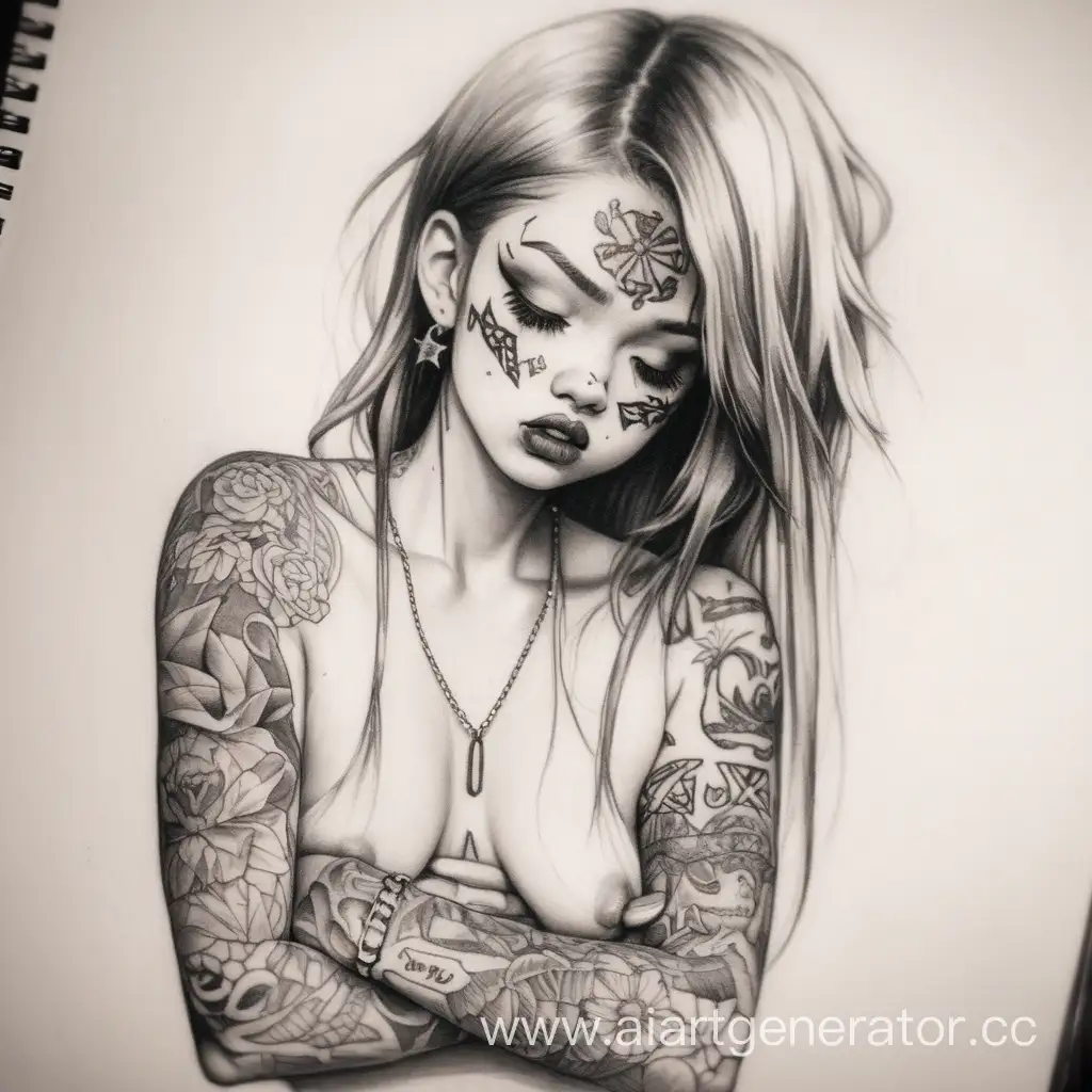 Edgy-Tattoo-Sketch-Featuring-a-Bold-Girl