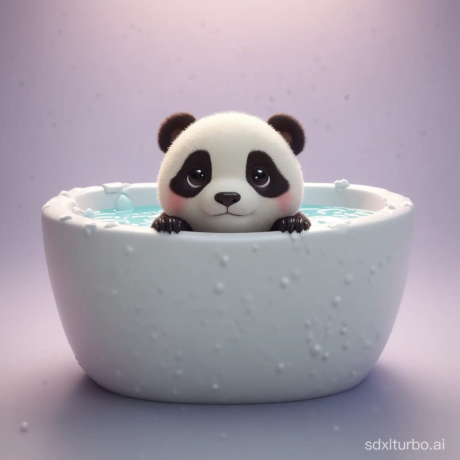 Adorable-Miniature-Panda-Toy-in-Pastel-Bathtub-Setting