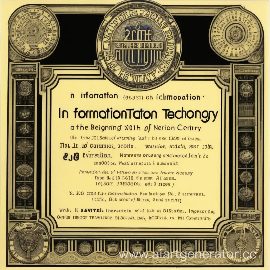 шапка для приглашения 
на информационные технологии в начале 20 века